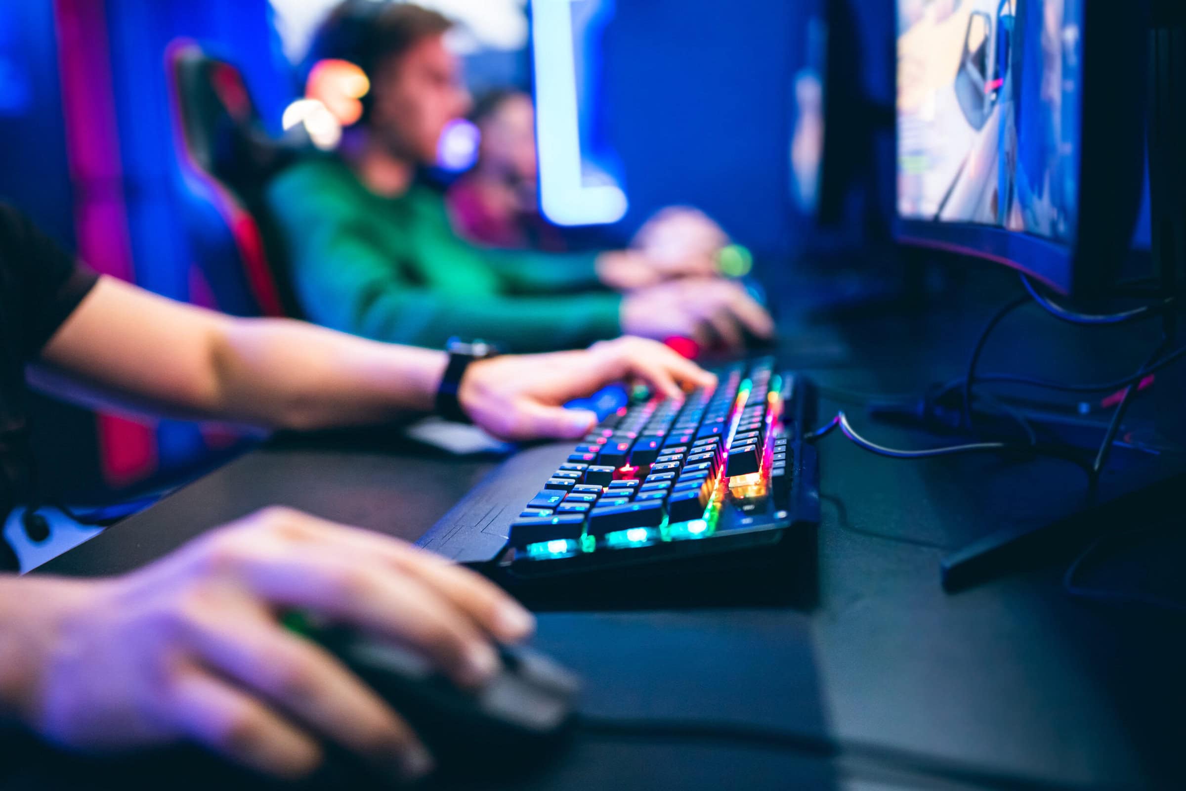 an image focusing on a keyboard of a gamer